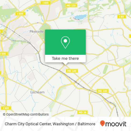 Mapa de Charm City Optical Center, 6412 Reisterstown Rd