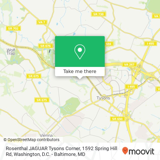 Mapa de Rosenthal JAGUAR Tysons Corner, 1592 Spring Hill Rd