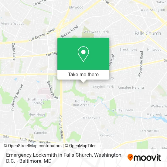 Emergency Locksmith in Falls Church map