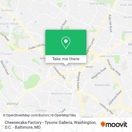 Mapa de Cheesecake Factory - Tysons Galleria