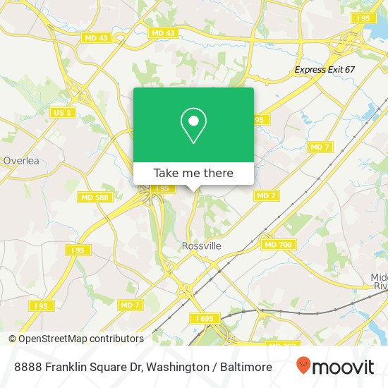 Mapa de 8888 Franklin Square Dr, Rosedale, MD 21237