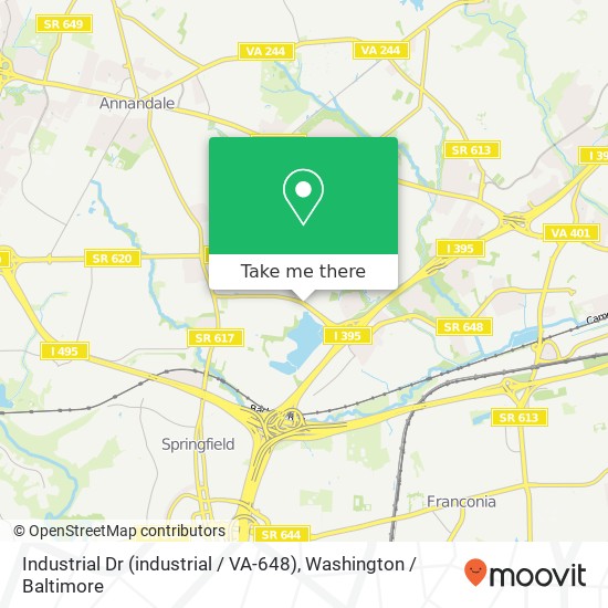 Mapa de Industrial Dr (industrial / VA-648), Springfield, <B>VA< / B> 22151