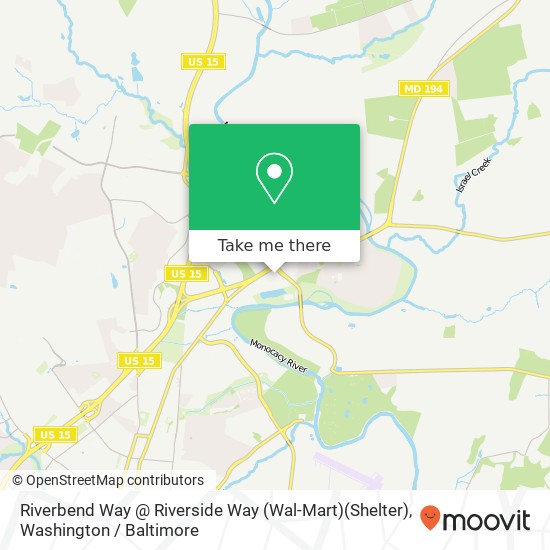 Riverbend Way @ Riverside Way (Wal-Mart)(Shelter), Riverbend Way map