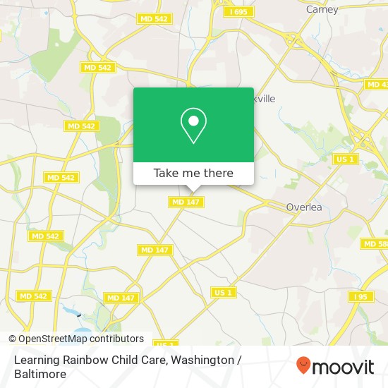 Mapa de Learning Rainbow Child Care, 6215 Harford Rd