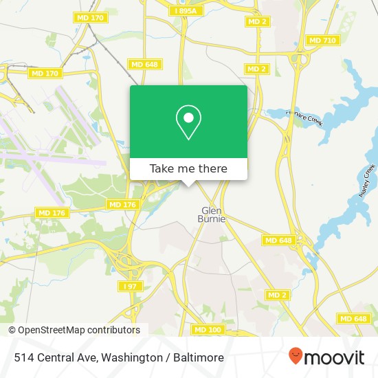 Mapa de 514 Central Ave, Glen Burnie, MD 21061