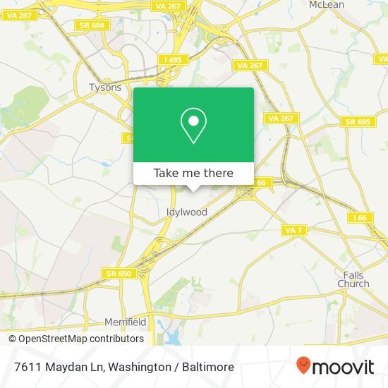 Mapa de 7611 Maydan Ln, Falls Church, VA 22043