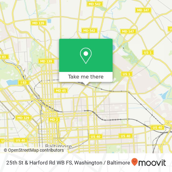 Mapa de 25th St & Harford Rd WB FS, 1474 E 25th St
