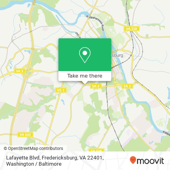 Mapa de Lafayette Blvd, Fredericksburg, VA 22401
