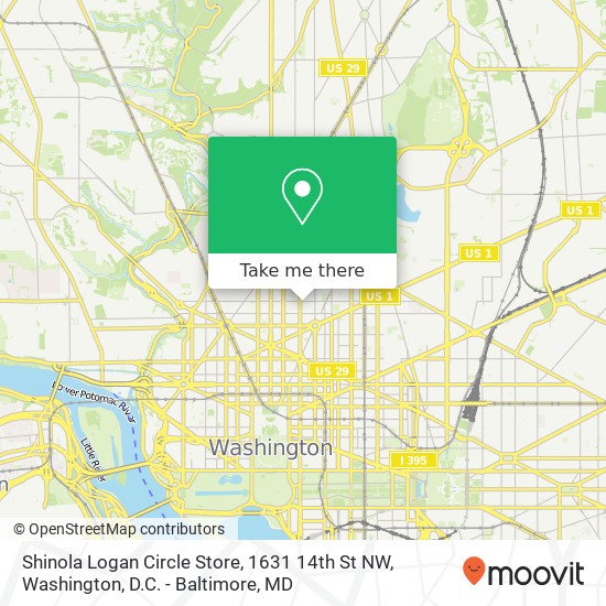 Mapa de Shinola Logan Circle Store, 1631 14th St NW