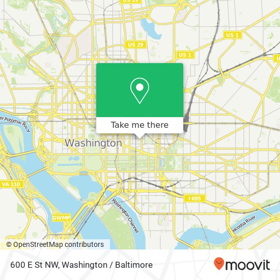 Mapa de 600 E St NW, Washington, DC 20004
