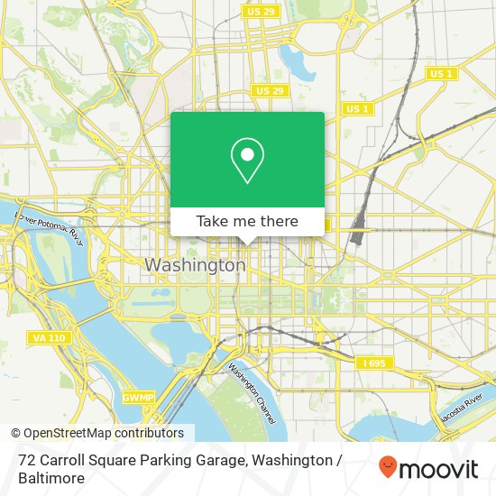 Mapa de 72 Carroll Square Parking Garage, 608 10th St NW