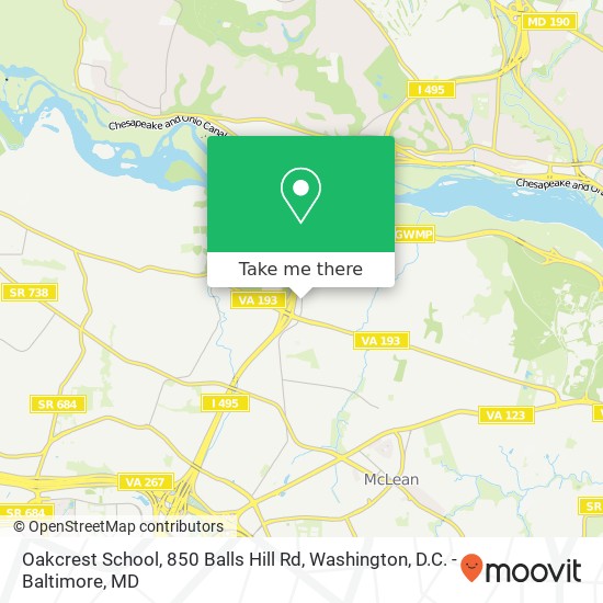 Mapa de Oakcrest School, 850 Balls Hill Rd