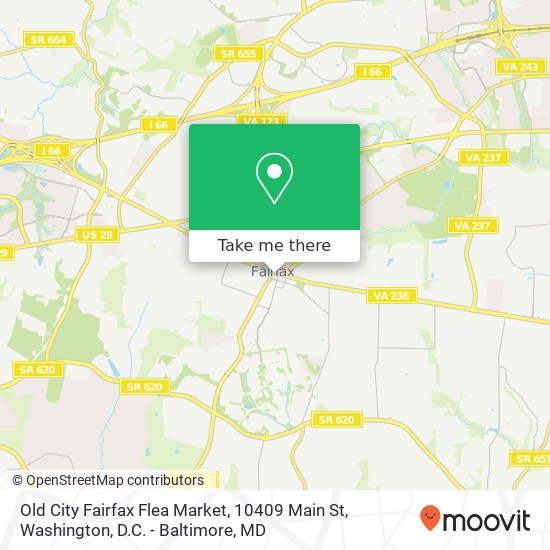 Mapa de Old City Fairfax Flea Market, 10409 Main St