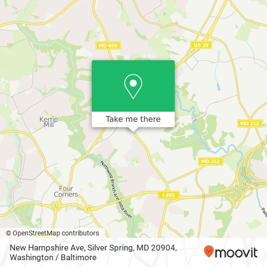 Mapa de New Hampshire Ave, Silver Spring, MD 20904