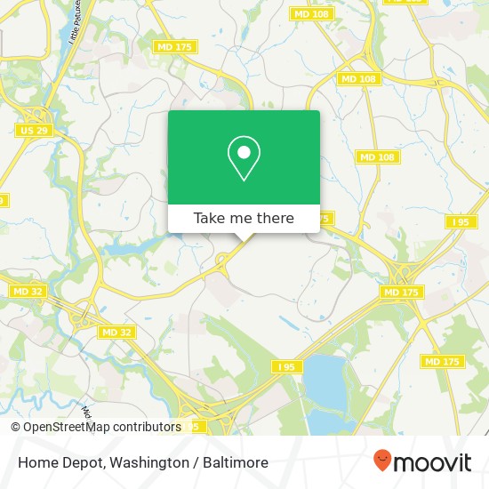 Mapa de Home Depot, 9051 Snowden River Pkwy