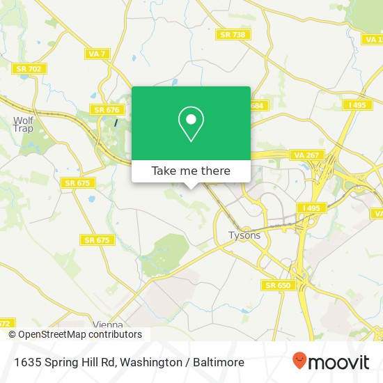 Mapa de 1635 Spring Hill Rd, Vienna, VA 22182