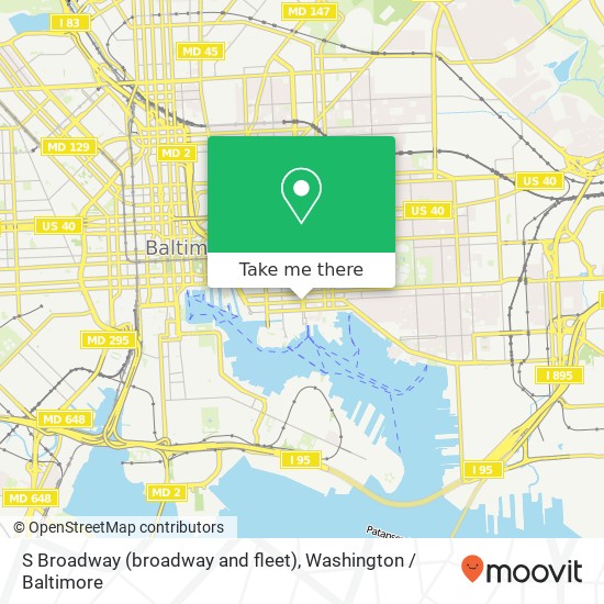 Mapa de S Broadway (broadway and fleet), Baltimore, MD 21231