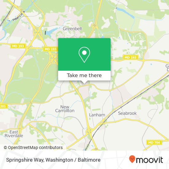 Mapa de Springshire Way, Greenbelt, MD 20770