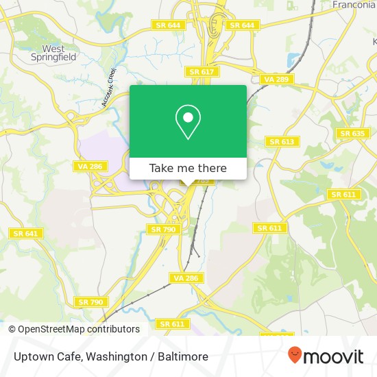 Mapa de Uptown Cafe, 7770 Backlick Rd