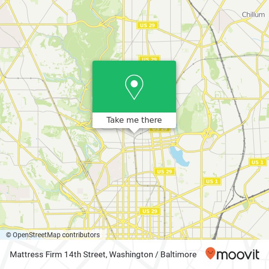 Mapa de Mattress Firm 14th Street, 3339 14th St NW