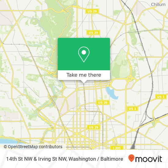 14th St NW & Irving St NW map