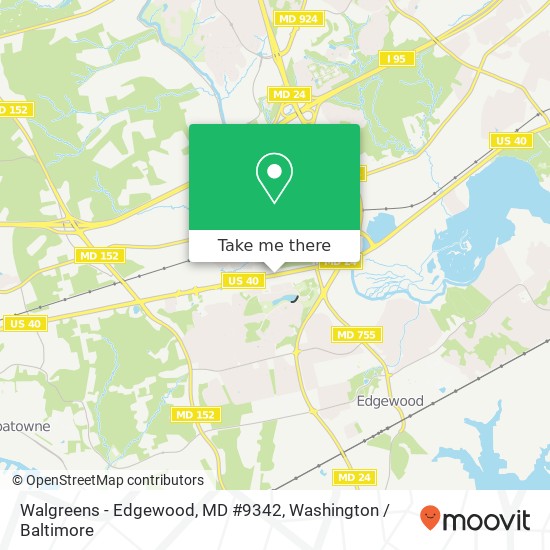 Mapa de Walgreens - Edgewood, MD #9342