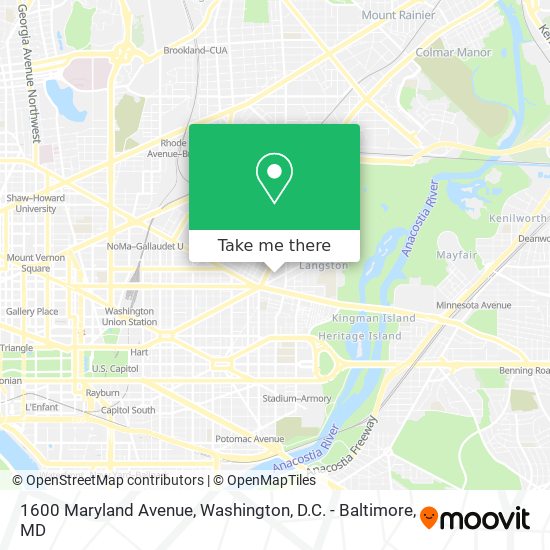 Mapa de 1600 Maryland Avenue