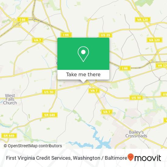 Mapa de First Virginia Credit Services, 6402 Arlington Blvd