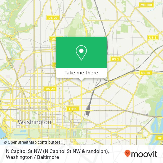 N Capitol St NW (N Capitol St NW & randolph), Washington, <B>DC< / B> 20002 map
