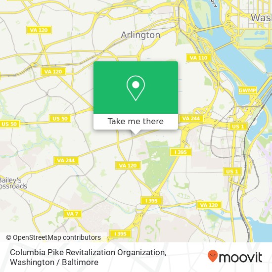 Mapa de Columbia Pike Revitalization Organization