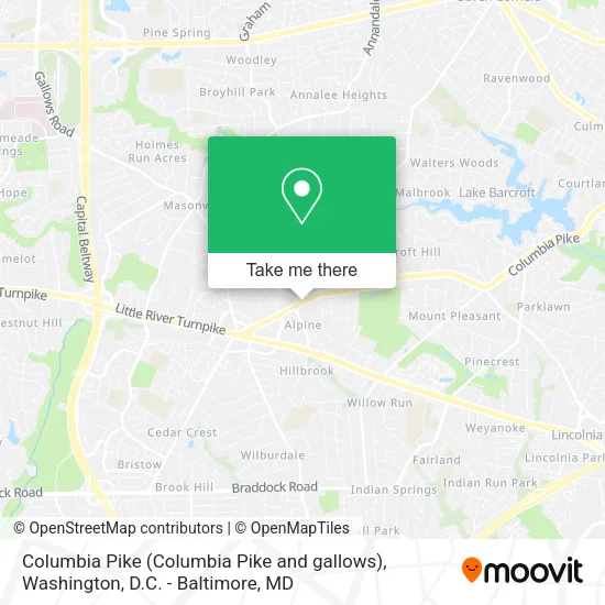Mapa de Columbia Pike (Columbia Pike and gallows)