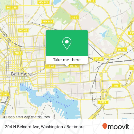 Mapa de 204 N Belnord Ave, Baltimore, MD 21224
