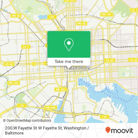Mapa de 200,W Fayette St W Fayette St, Baltimore, MD 21201