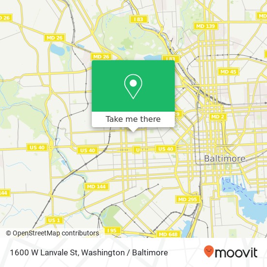 Mapa de 1600 W Lanvale St, Baltimore, MD 21217