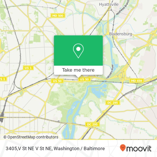 Mapa de 3405,V St NE V St NE, Washington (DC), DC 20018