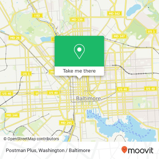 Mapa de Postman Plus, 900 N Charles St