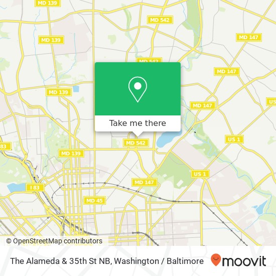 The Alameda & 35th St NB map