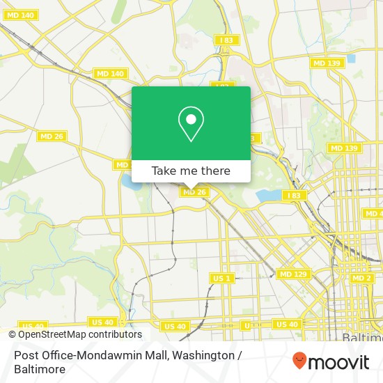 Mapa de Post Office-Mondawmin Mall, 2401 Liberty Heights Ave