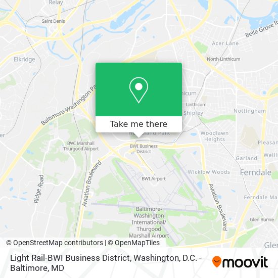 Mapa de Light Rail-BWI Business District