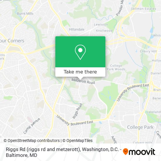Riggs Rd (riggs rd and metzerott) map