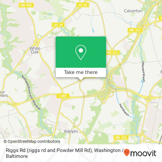 Mapa de Riggs Rd (riggs rd and Powder Mill Rd), Silver Spring, MD 20903