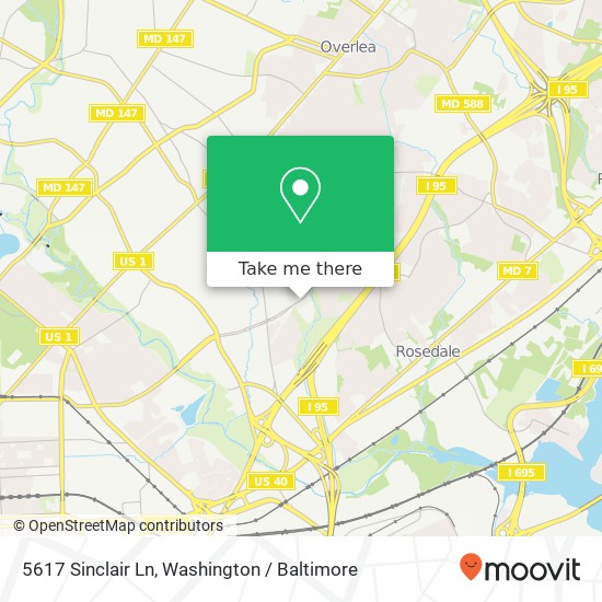 Mapa de 5617 Sinclair Ln, Baltimore, MD 21206