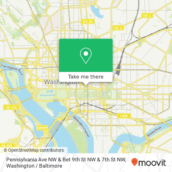 Pennsylvania Ave NW & Bet 9th St NW & 7th St NW, 802 Pennsylvania Ave NW map