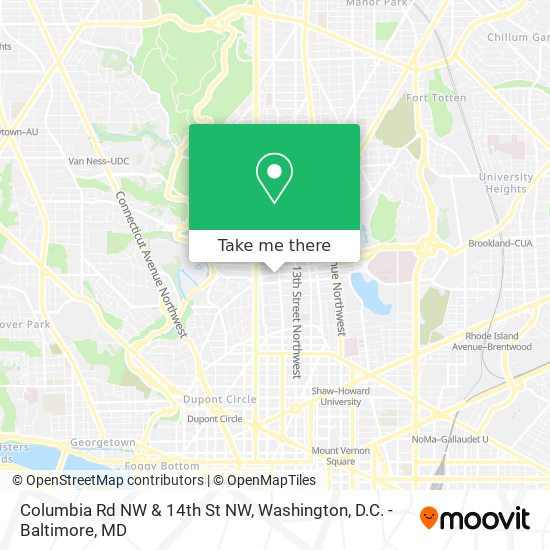 Columbia Rd NW & 14th St NW map