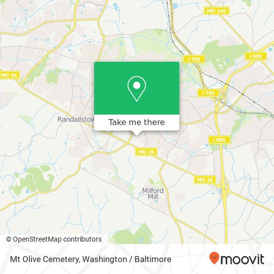Mt Olive Cemetery, MD map