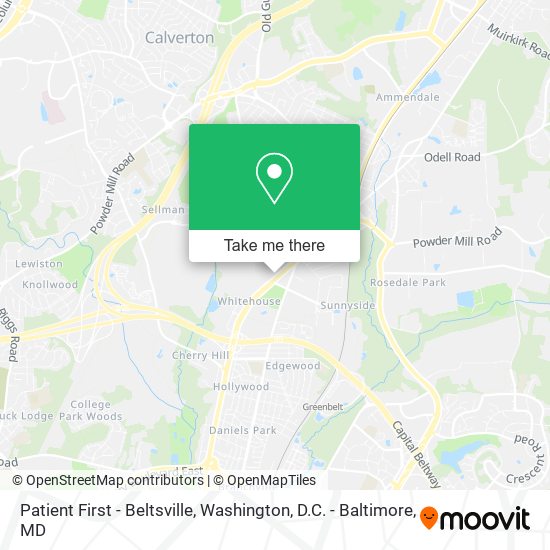 Mapa de Patient First - Beltsville