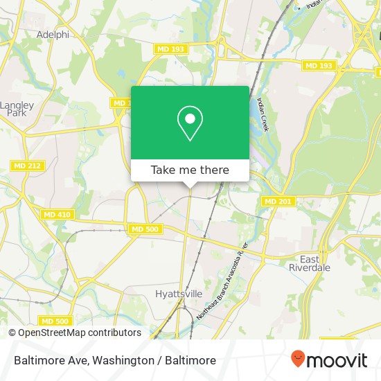 Mapa de Baltimore Ave, University Park, MD 20782