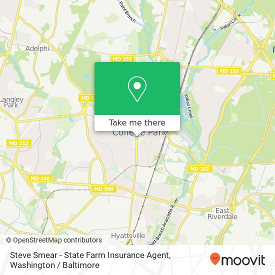 Mapa de Steve Smear - State Farm Insurance Agent, 7307 Baltimore Ave