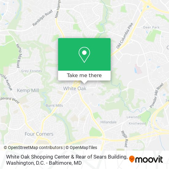 Mapa de White Oak Shopping Center & Rear of Sears Building
