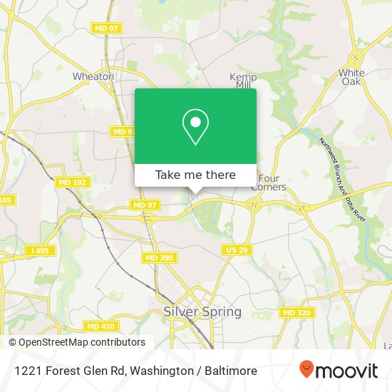 Mapa de 1221 Forest Glen Rd, Silver Spring, MD 20901